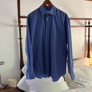 Vintage Men’s YSL French Blue Embroidered Logo Buttondown Shirt